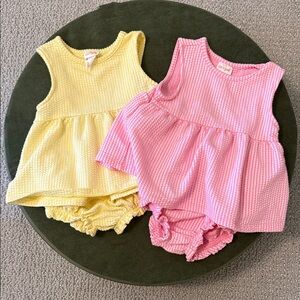 Pink and Yellow Kids Sleeveless Dress Sets